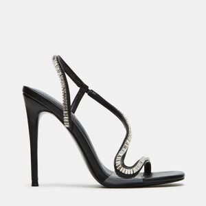 Black Stiletto Heels with Rhinestone Straps